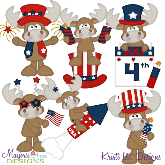 July 4th Moose SVG Cutting Files Includes Clipart - Click Image to Close